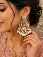 Pearl & Crystal Chandelier Statement Earrings