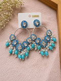 Blue Enamel Statement Hoop Earrings