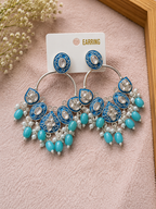 Blue Enamel Statement Hoop Earrings