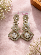Gold-Tone Crystal Geometric Statement Earrings