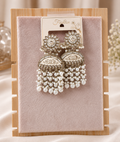 Silver-Tone Pearl Jhumka Chandelier Earrings
