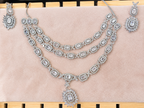 Silver-Tone Rectangular Stone Layered Necklace & Earrings Set