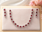Ruby Red Stone Necklace & Matching Earrings Set