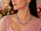 Ruby Red Stone Necklace & Matching Earrings Set
