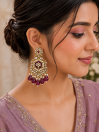 Maroon & Purple Stone Artificial Designer Earrings