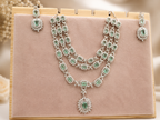 Mint Green Emerald-Cut Stone Layered Necklace Set