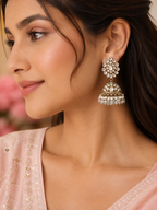 Pink & Gold Beaded Chandelier Earrings – Artificial Fashion Jewellery