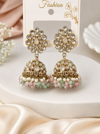 Pink & Gold Beaded Chandelier Earrings – Artificial Fashion Jewellery