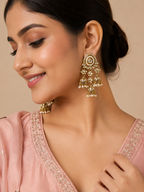 Royal Pearl Chandbali Jhumka Earrings