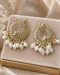 Gold-Tone Pearl Drop Chandbali Earrings