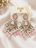 Pink Pearl & Stone Chandelier Earrings