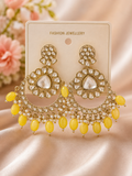 Gold & Yellow Beaded Chandelier Earrings – Artificial Fashion Jewellery
