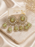 Green Stone Artificial Statement Earrings