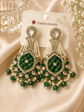 Emerald Green Pearl Chandelier Earrings