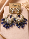 Royal Blue Kundan Chandelier Earrings