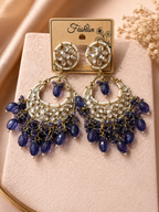 Royal Blue Kundan Chandelier Earrings