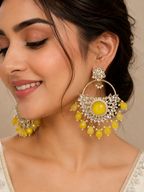 Yellow Floral Chandelier Earrings