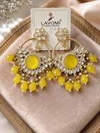 Yellow Floral Chandelier Earrings