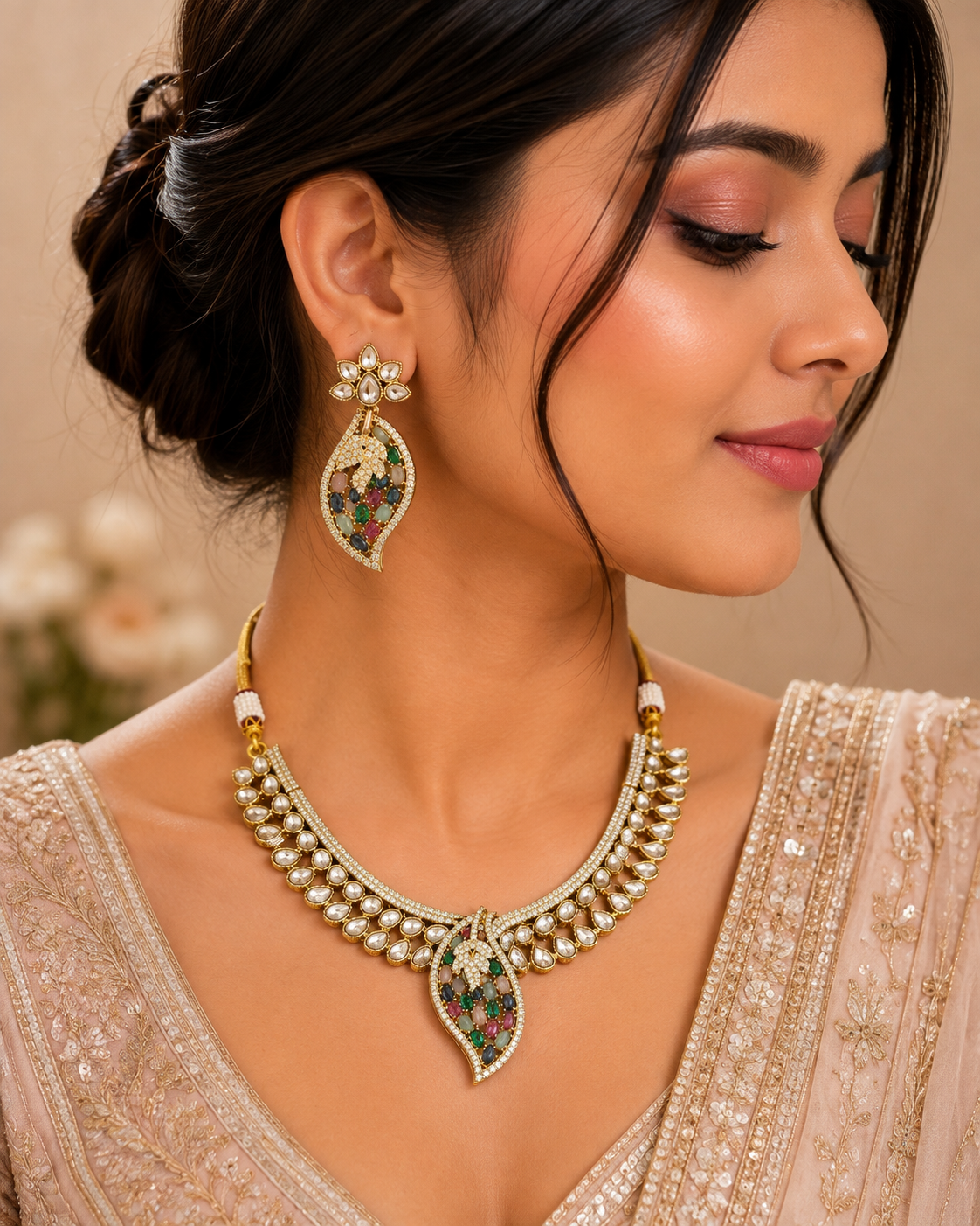 Multicolour Kundan-Style Artificial Necklace Set