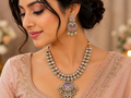 Pink & Lavender Kundan-Style Necklace & Earrings Set – Artificial Fashion Jewellery
