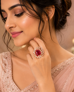 Ruby Red Floral Statement Ring