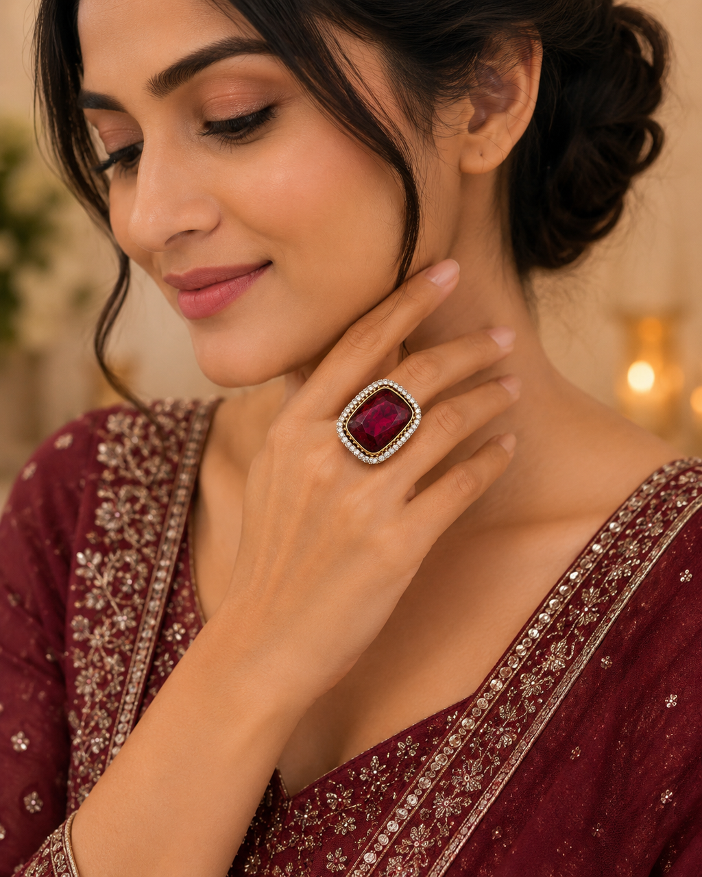 Red Statement Stone Ring