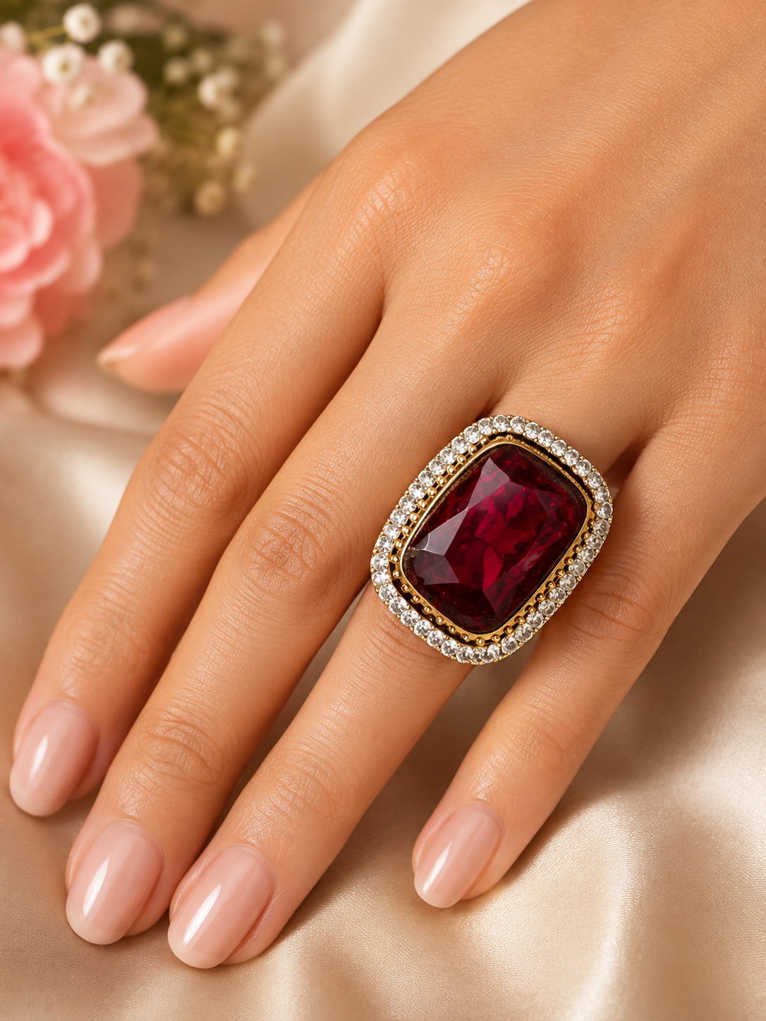 Red Statement Stone Ring