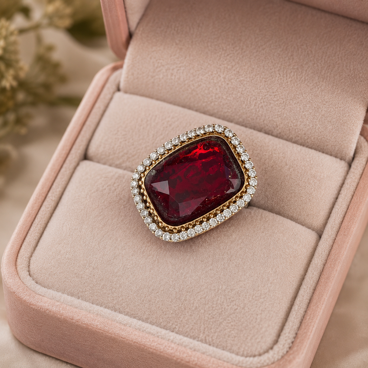 Red Statement Stone Ring