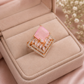 Pink Floral Square Statement Ring