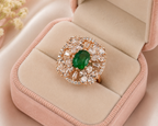 Emerald Floral Statement Ring