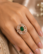 Emerald Floral Statement Ring