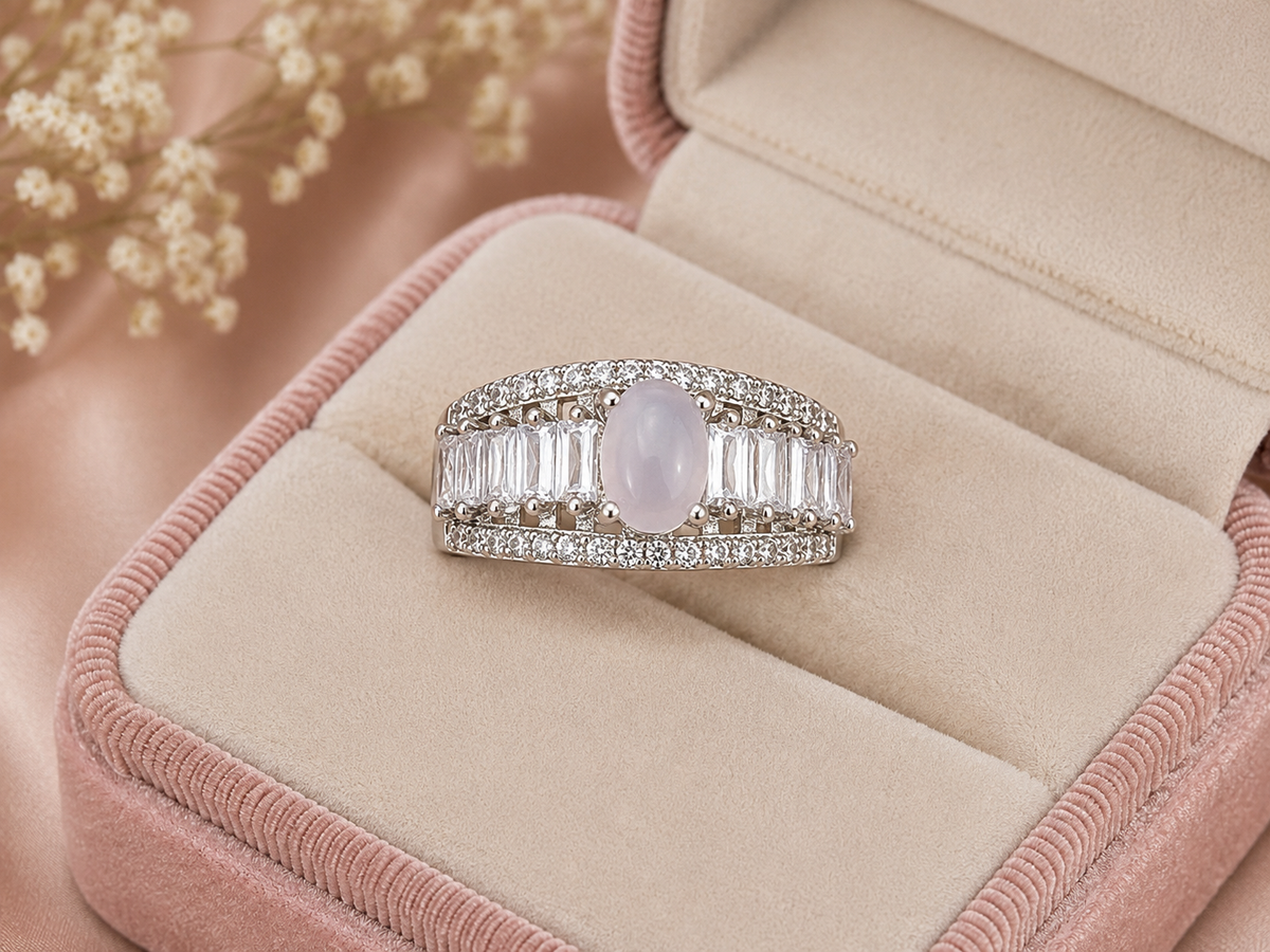 Lavender Oval Stone Statement Ring