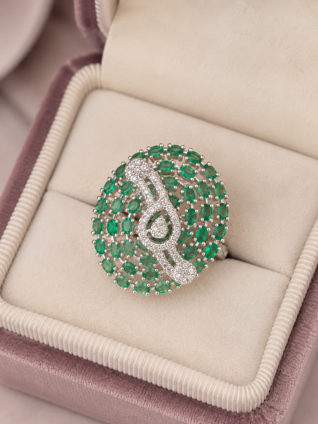 Emerald Green Crystal Statement Ring