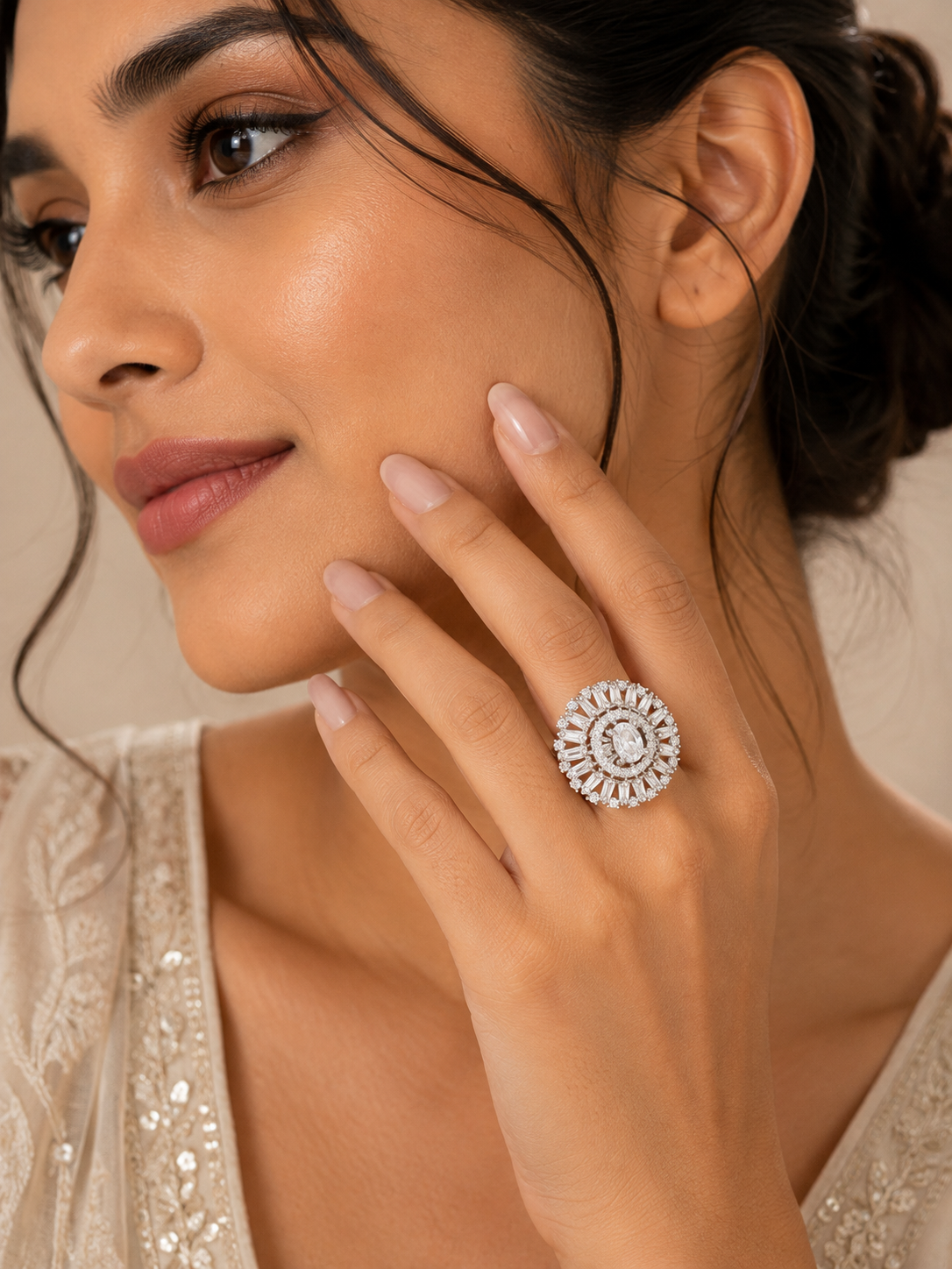 Crystal Sunburst Statement Ring
