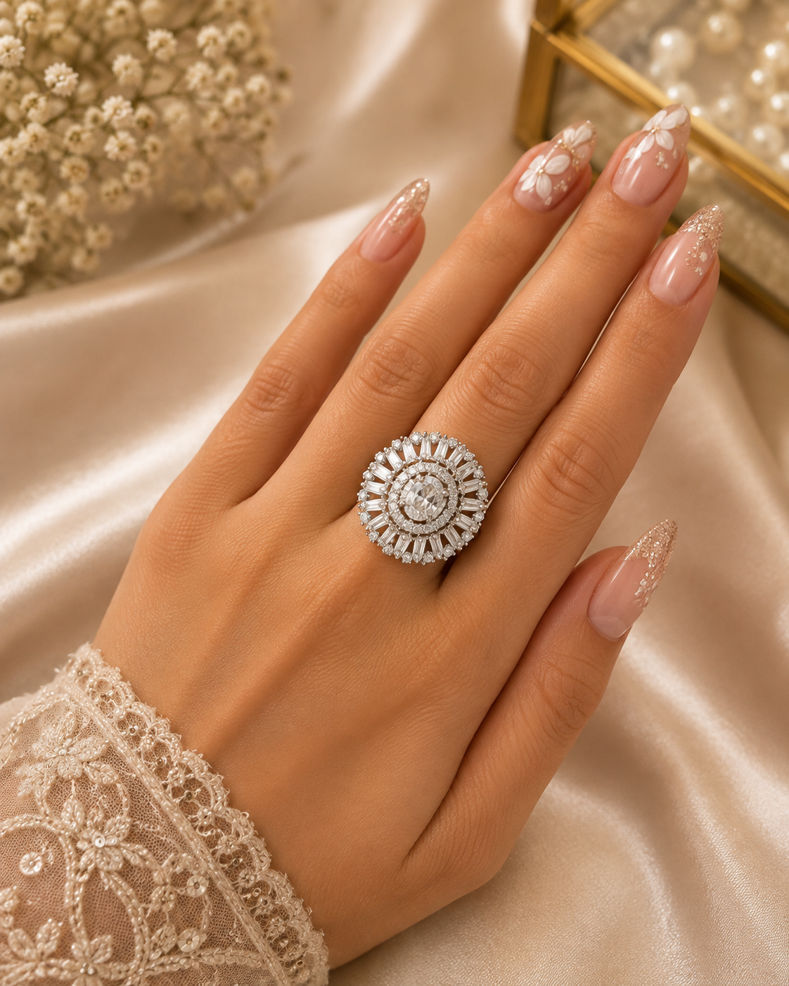 Crystal Sunburst Statement Ring