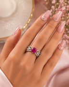 Ruby Pink Oval Statement Ring