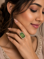 Green Marble Stone Statement Ring