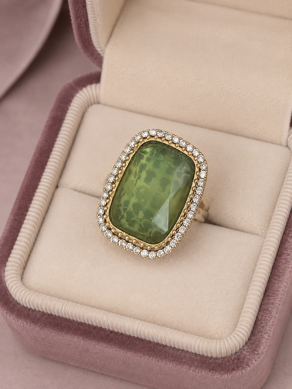 Green Marble Stone Statement Ring