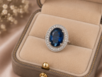 Sapphire Blue Oval Statement Ring