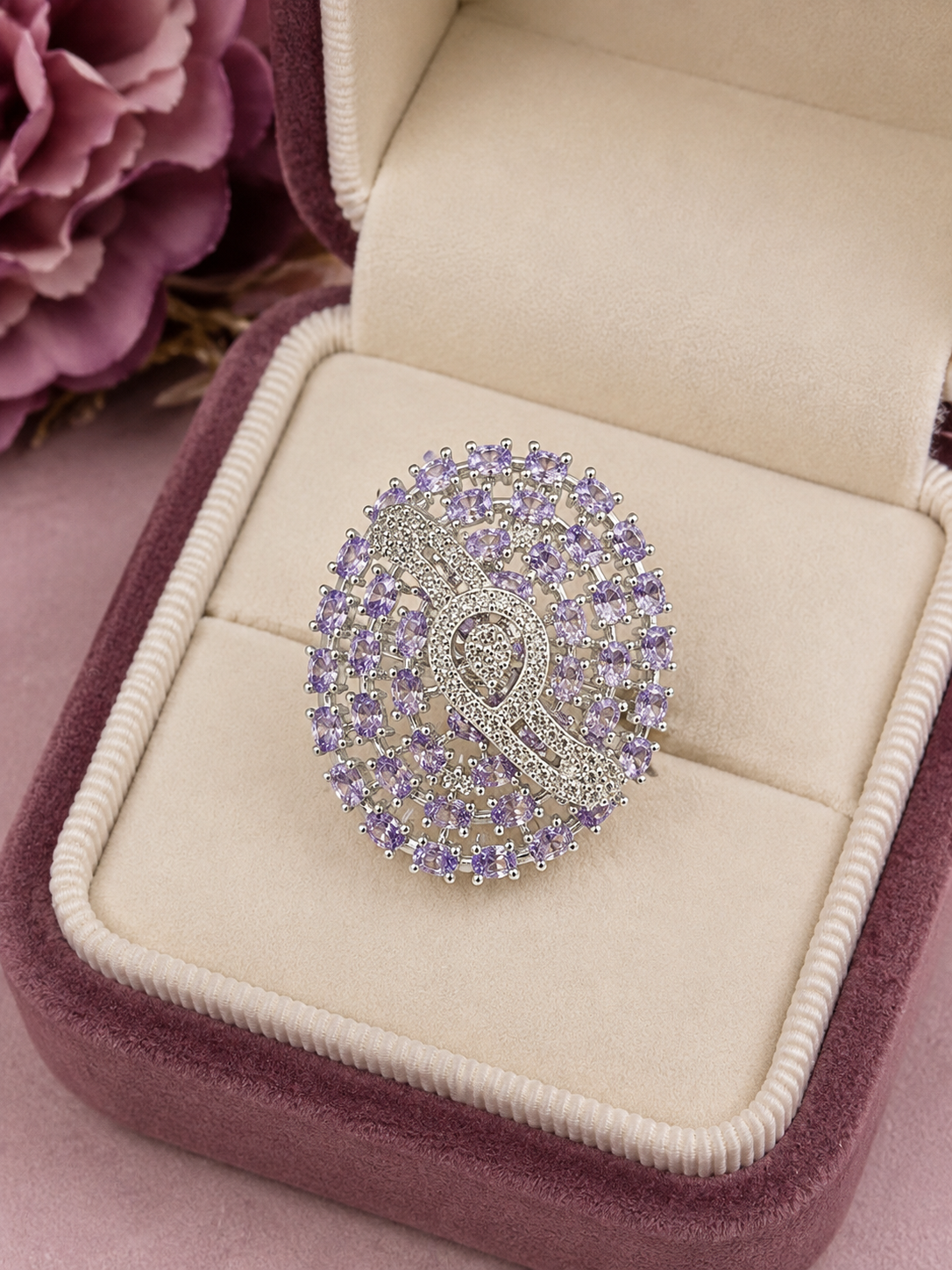 Lavender Crystal Statement Ring