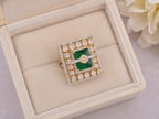 Emerald Green Geometric Statement Ring
