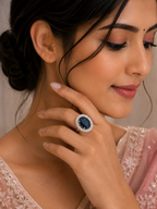 Sapphire Blue Oval Statement Ring