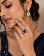 Sapphire Blue Oval Statement Ring