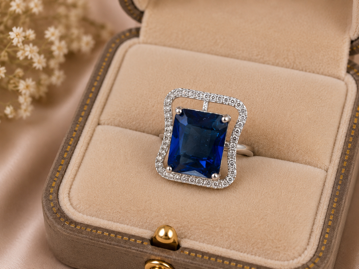 Royal Blue Rectangular Statement Ring