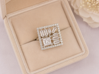 Geometric Baguette Crystal Statement Ring