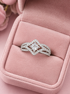Silver Square Cut Crystal Statement Ring