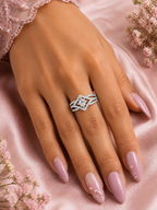 Silver Square Cut Crystal Statement Ring
