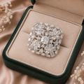 Crystal Floral Statement Ring – Silver-Tone Embellished Ring