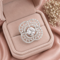 Crystal Floral Cushion Statement Ring