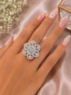 Floral Crystal Cluster Statement Ring